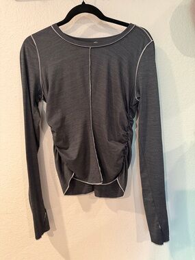 FP Movement by Free People Charcoal Long-Sleeve Ruched Seam Top